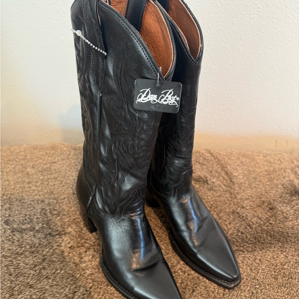 Women’s Dan Post Maria Black Leather Cowboy Boots